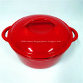 Red cast iron casseroles with lid